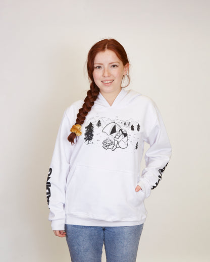 Hoddie Wading Anglers Blanco Mujer